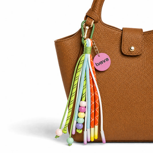 Tvarra Electric Lime Beaded Rope Bag Charm