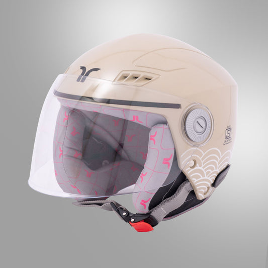 Tvarra lilt sandy beige helmet side view
