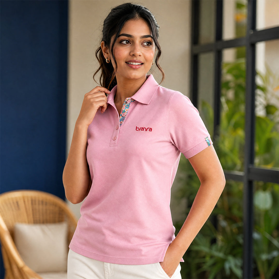 Tvarra Polo Tshirt – Light Pink (Women Fit)