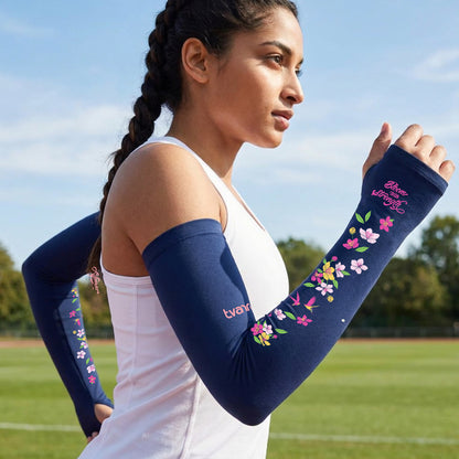 Tvarra UV Protection Arm Sleeves for Women | Bloom With Strength - Navy Blue