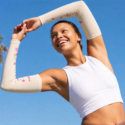 Tvarra UV Protection Arm Sleeves for Women | Bloom With Strength - Cream
