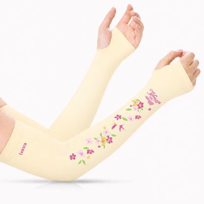 Tvarra UV Protection Arm Sleeves for Women | Bloom With Strength - Cream