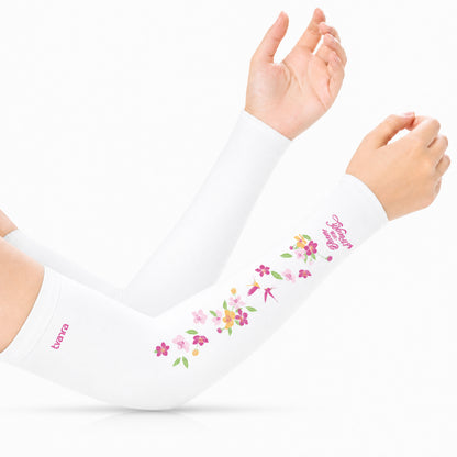 Tvarra UV Protection Arm Sleeves for Women | Bloom With Strength - White
