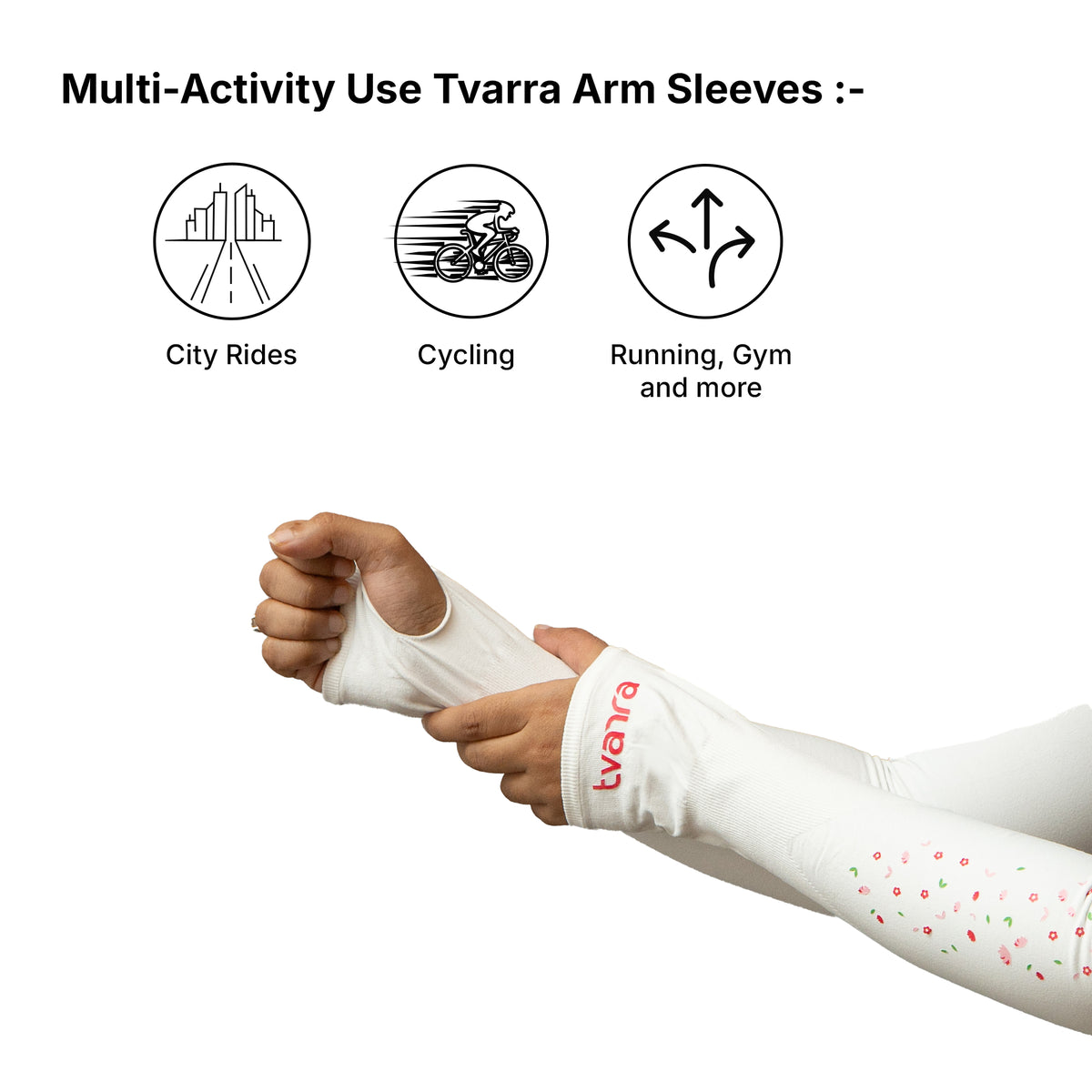 white arm sleeve​ for girls for multi purpose rides