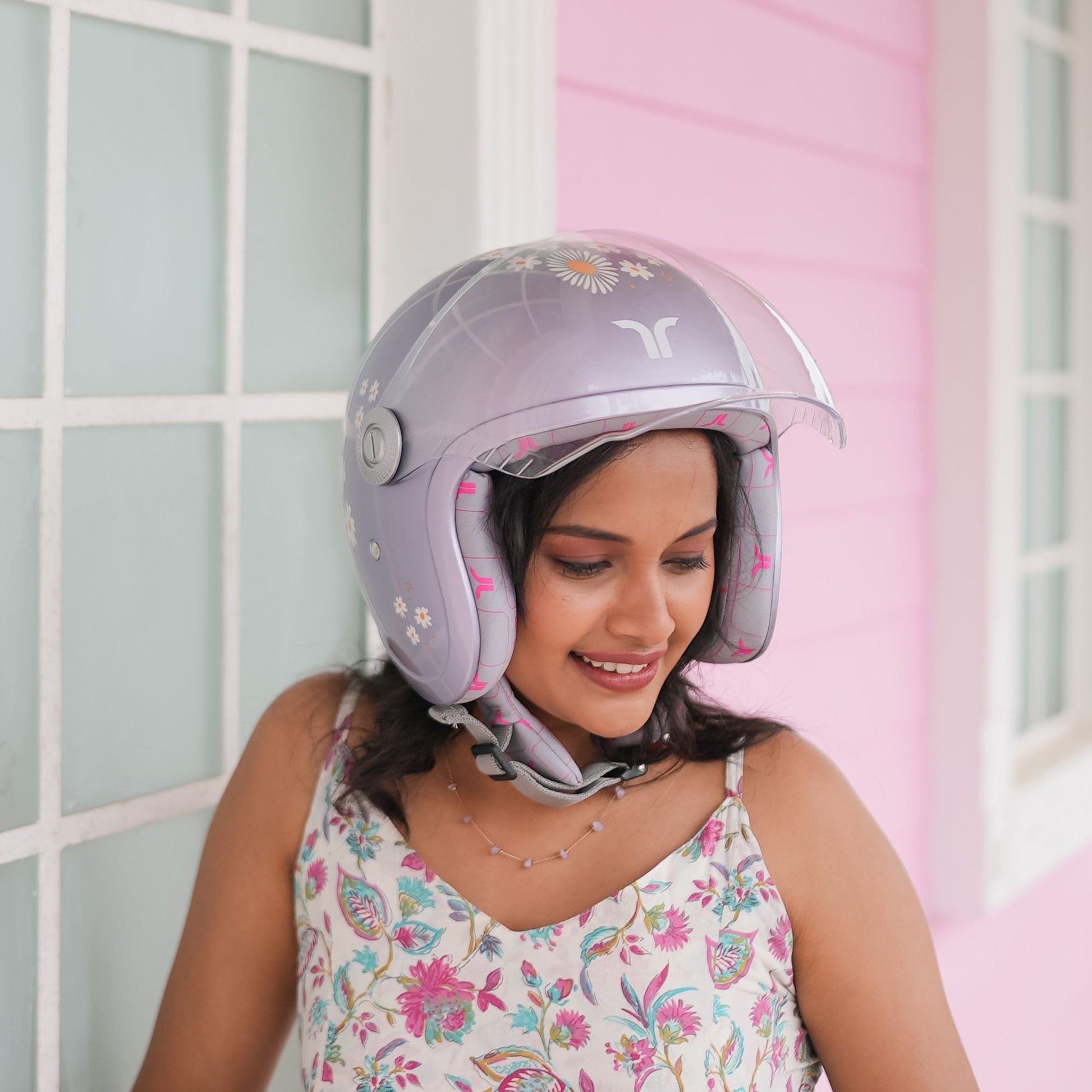 bike helmet for women india Buy Tvarra Daisy Lilac: Stylish Scooty Helmet for Ladies