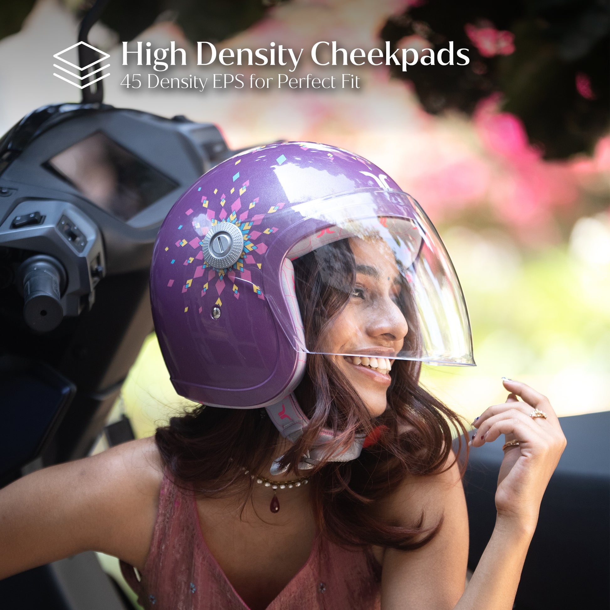 deep purple motorcycle helmet Women's Helmet for Scooty - Dreamcatcher Deep Purple
