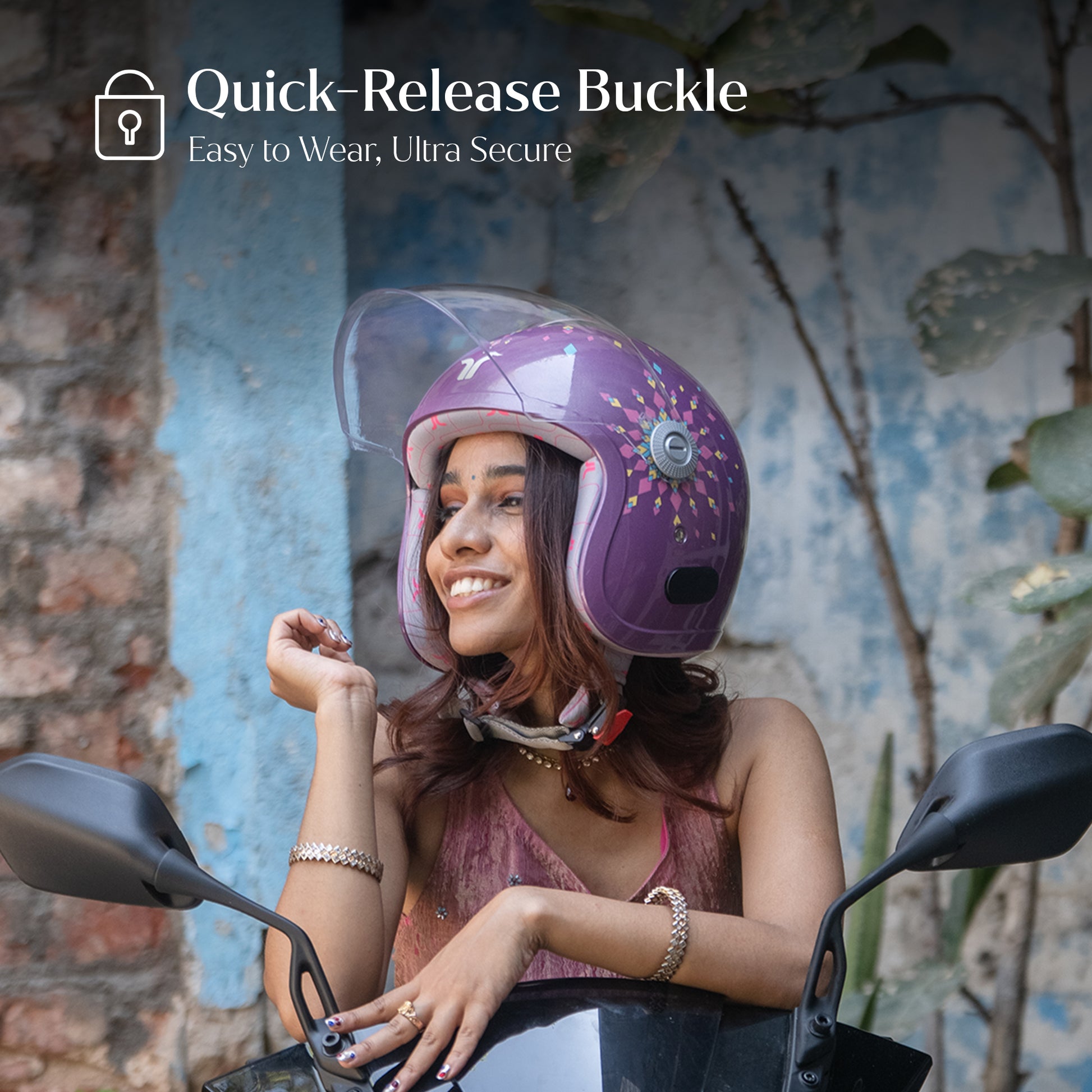 deep purple motorcycle helmet Women's Helmet for Scooty - Dreamcatcher Deep Purple