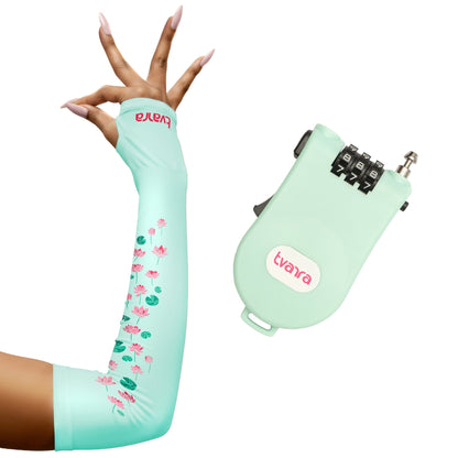 Padmaa Arm Sleeves + Secure Loop Helmet Lock Combo - Mint Green