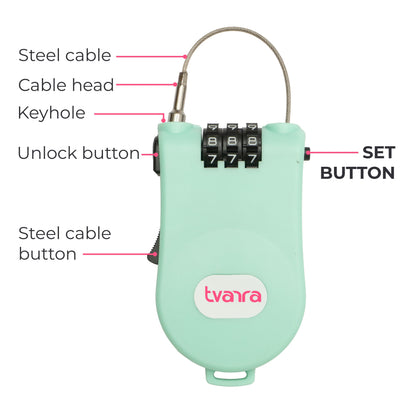 Tvarra Secure Loop Helmet Lock - Mint Green