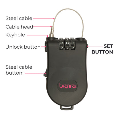 Tvarra Secure Loop Helmet Lock - Shadow Black