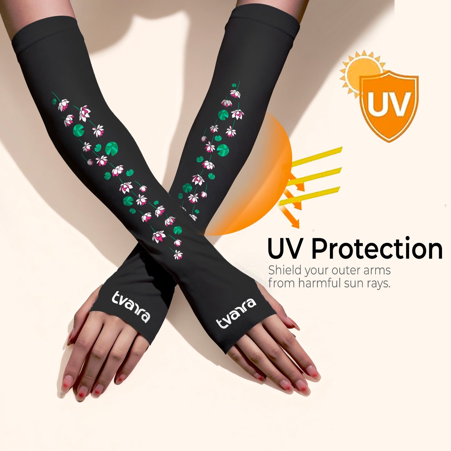 White Lotus Arm Sleeves - Black