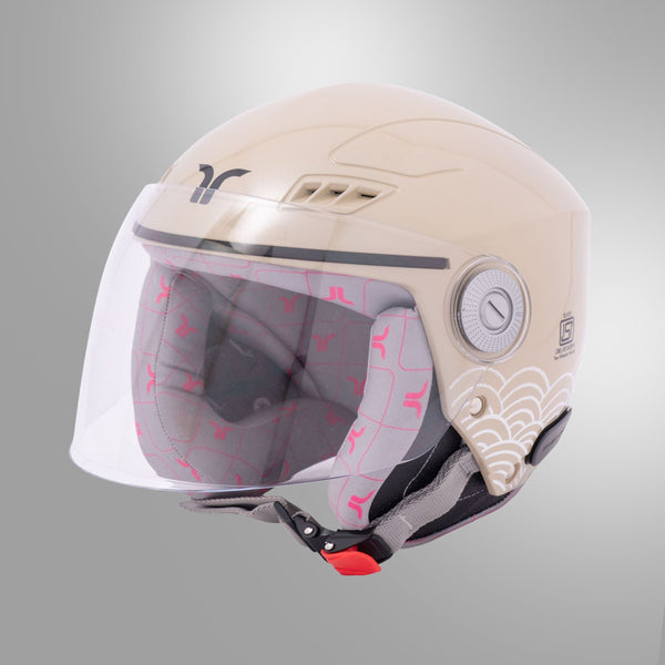 Tvarra lilt sandy beige helmet side view