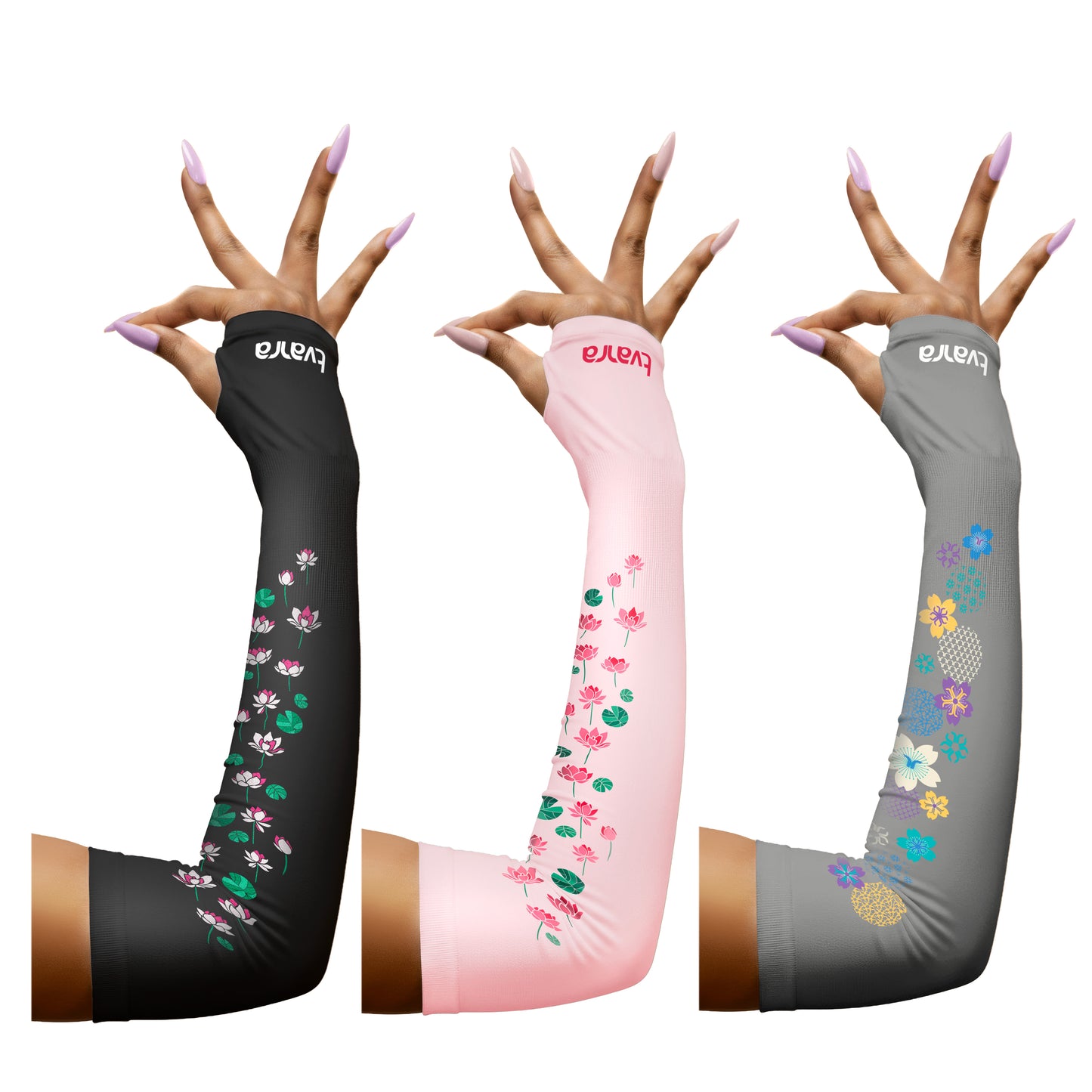 Pack of 3 Sleeves: White Lotus - Black & Padmaa - Baby Pink & Uditaa - Grey